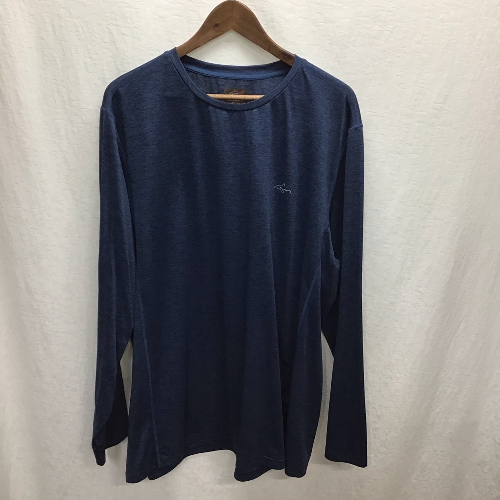 Greg Norman Tasso Elba marbled blue ls tee shirt